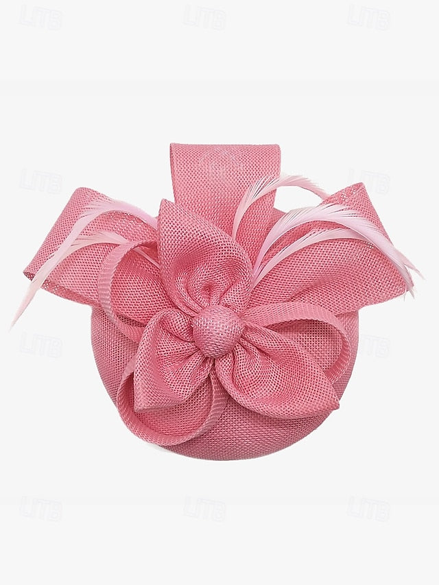 Women's Fascinator and Feather Bow Hat Green Accents with
