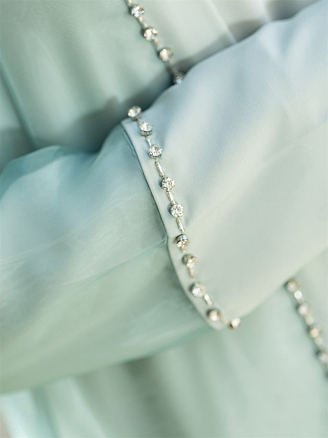 Vintage Mother A-Line Elegant Dress Neck the of Floor Bride Crew