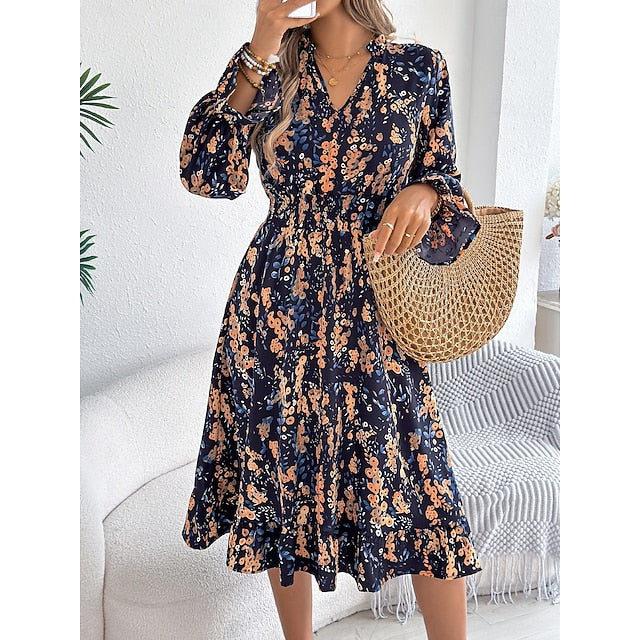 Women's Midi Dress A Line Dress Vacation Casual Outdoor