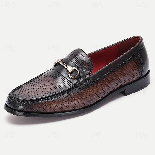 Loafers Black Textured Men's Leather 100% Premium –