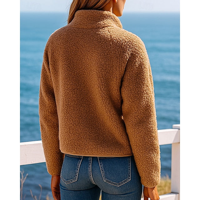 Women's Fleece Jacket Winter Coat Puffer Jacket Zip Up Long