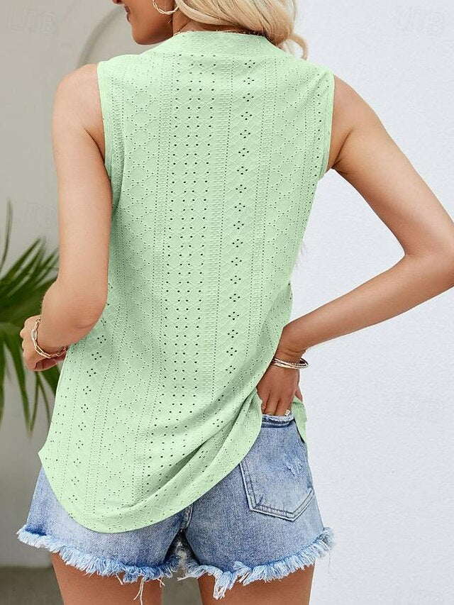 Women's Camisole Tank Top Crew Neck White Pink Purple Green