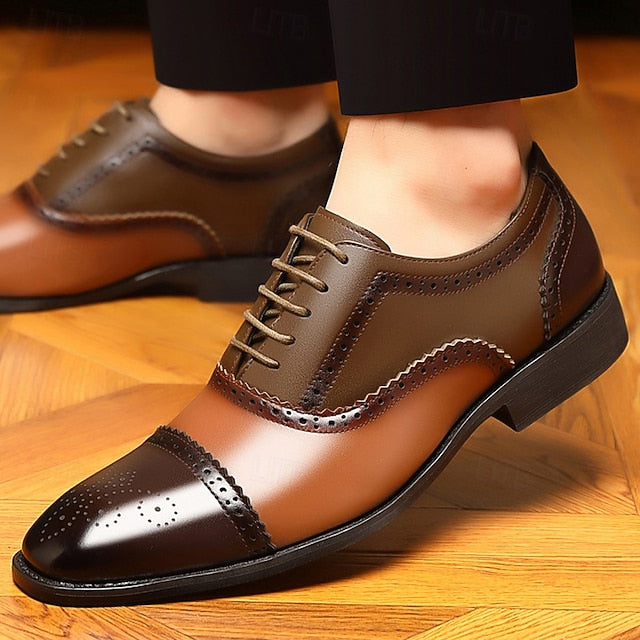 Black Two-Tone and Men's Brogue Brown Faux Shoes –