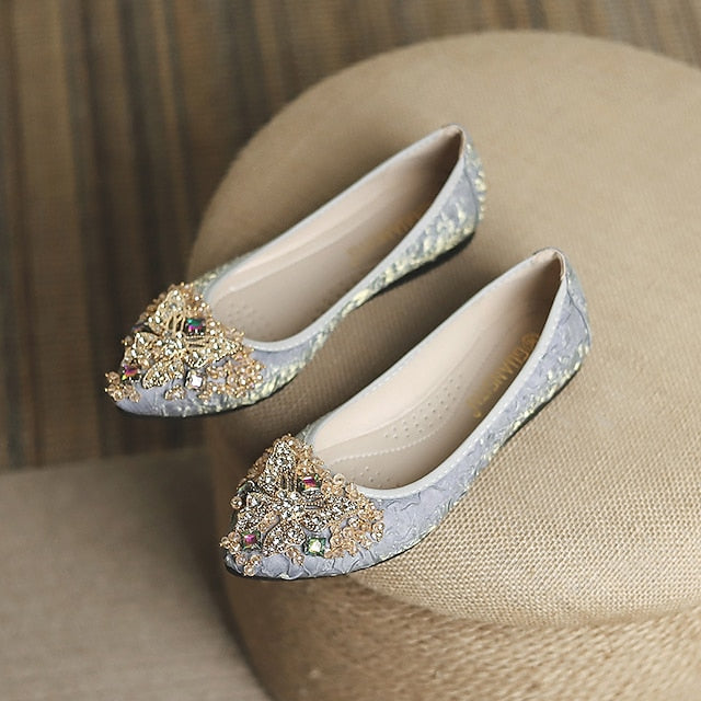 - Crystal Wedding Embellished Women's Foldable Floral Flats