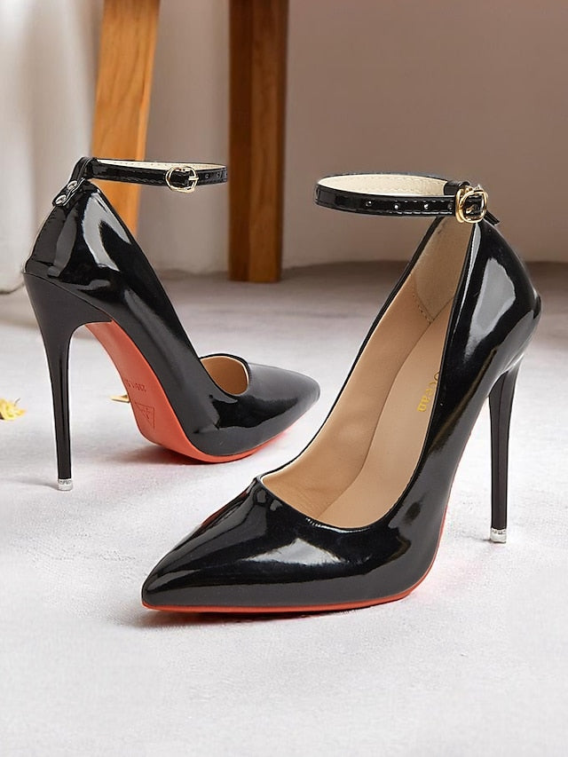 Ankle Women's Leather with Heels Stiletto Patent Black