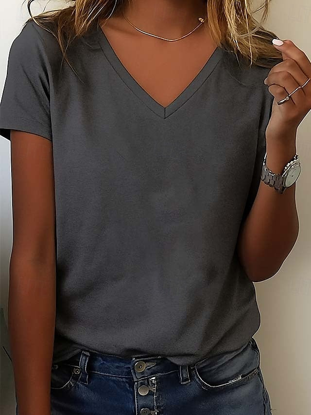 Women's 100% Cotton T Shirt Fashion Basic Casual Short