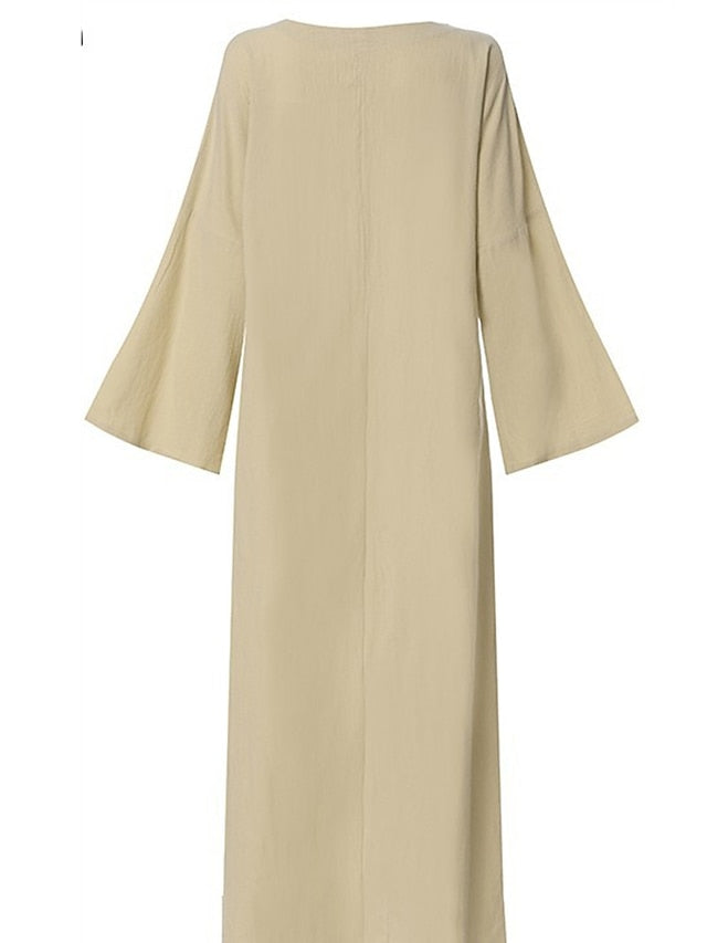 Women's White khaki Spring Fall Autumn Maxi Dress White