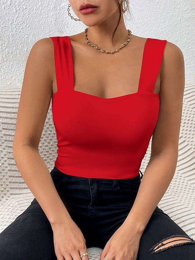 Women's Camisole Tank Top Solid Color Stylish Casual