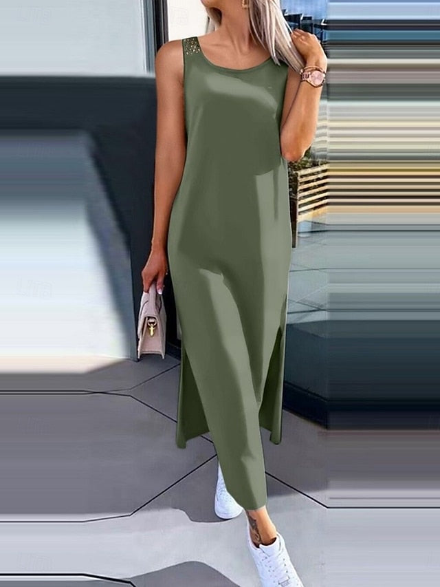 Women's Maxi Dress A Line Dress Solid Color Tank Dress