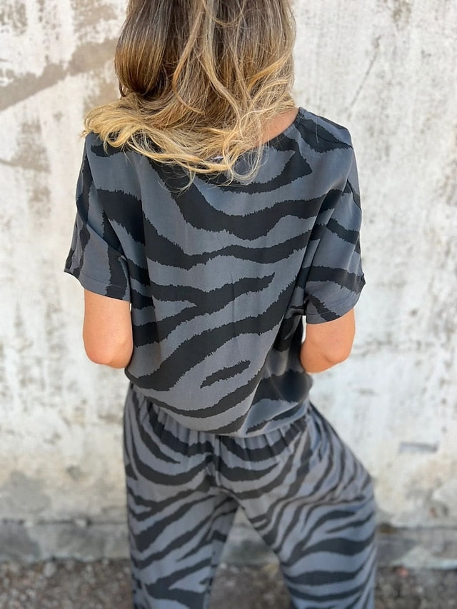 Women's Pants Sets Bolero Top Short Sleeve V Neck Graphic