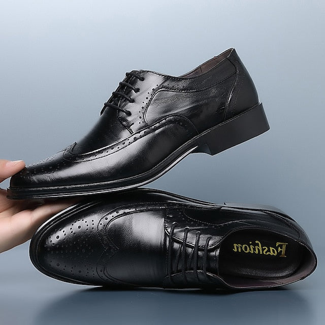 Classic – Shoes Faux Leather Brogue Brown Men's