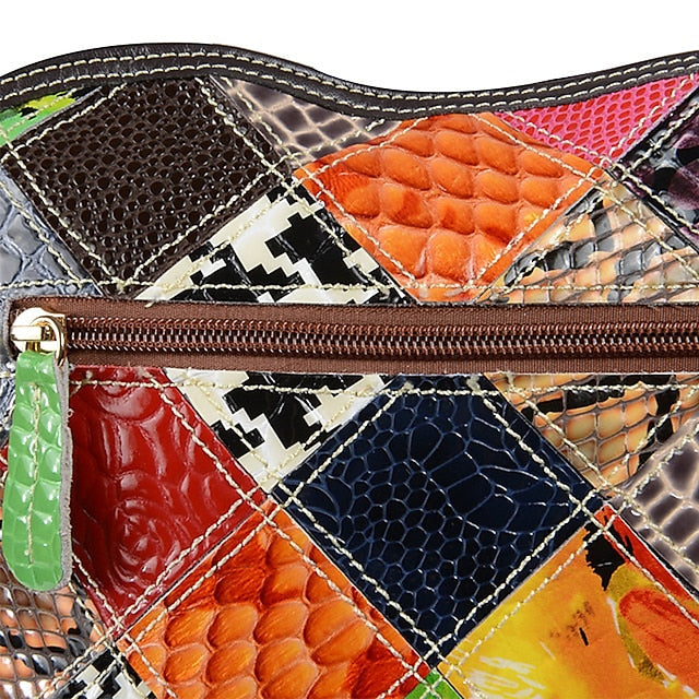 Bag Bohemian Shoulder - Women's Leather Patchwork Colorful