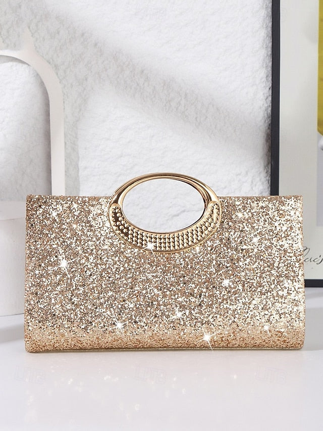 with Silver Women's Evening Clutch Bag Glitter Gold