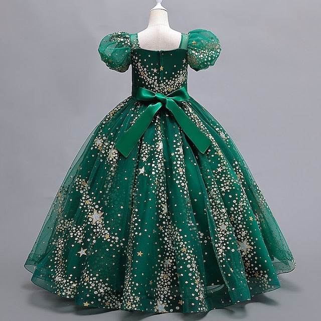 Dot Flower Girls' Dress Party Polka Star Short Kids