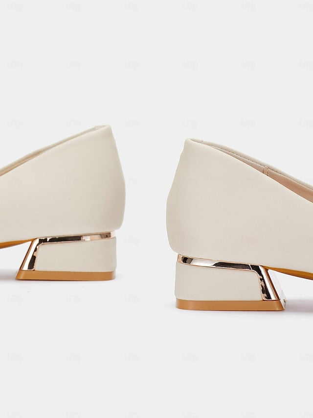 Embellished Low Pearl Elegant Pointed Flats Heel Women's -