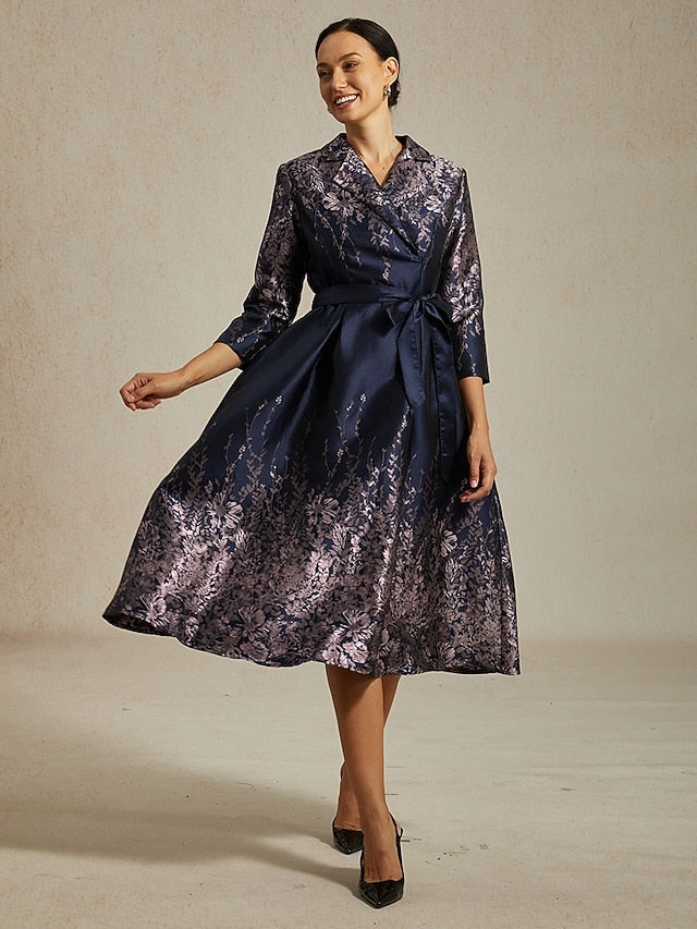 Women's Midi Dress Sheath Dress Elegant Birthday Floral 3/4