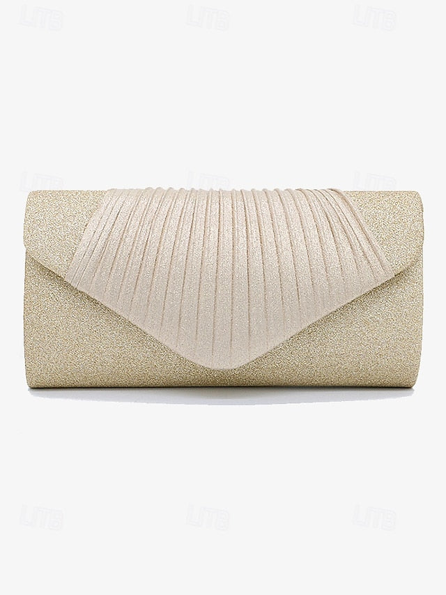 Clutch – with Evening Design Champagne Bag Pleated Glitter