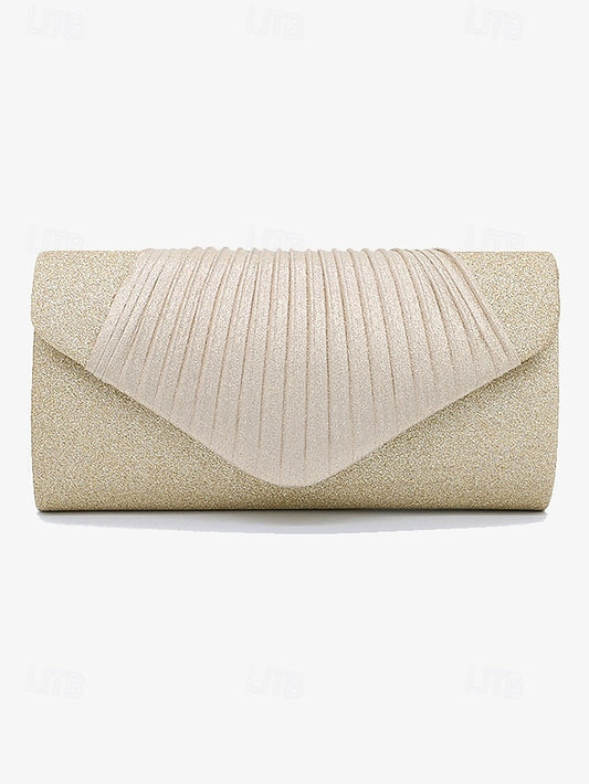 Clutch – with Evening Design Champagne Bag Pleated Glitter