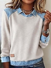 Women's Shirt Blouse Color Block Active Casual Long Sleeve