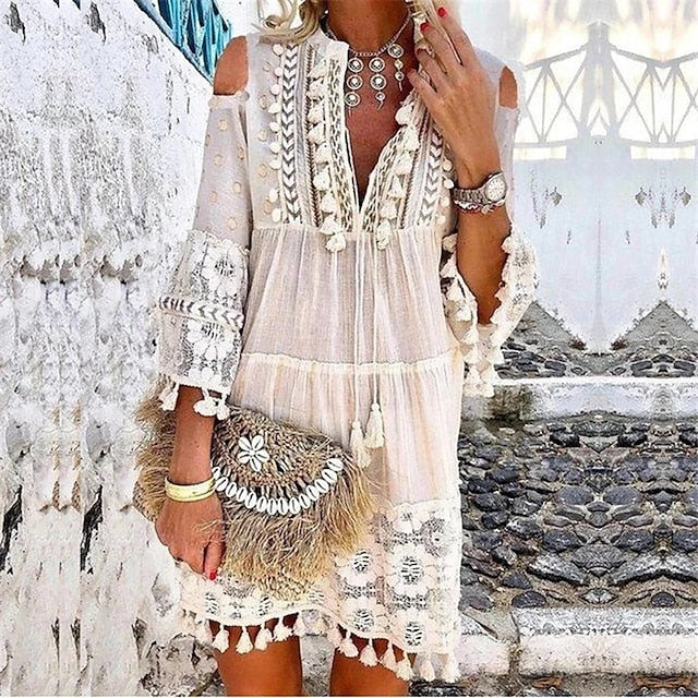 Women's Mini Dress Shift Dress Boho Dress Vacation Vintage