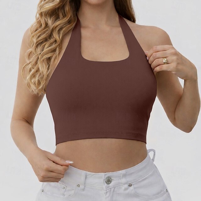 Women's Petite Athletic Tank Backless Solid Color Stylish