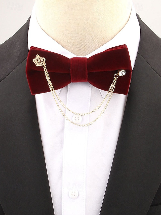 with Detail Chain Men's Tie – Velvet Bow and Crown