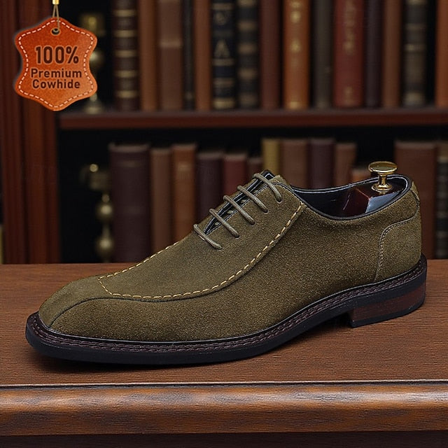 Leather Derby - Classic Cowhide Shoes Men's Genuine Suede