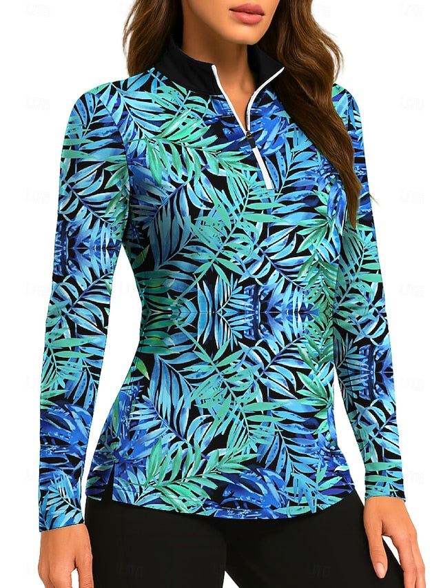 Women's Plants Tropical Floral Botanical Tops Golf Polo