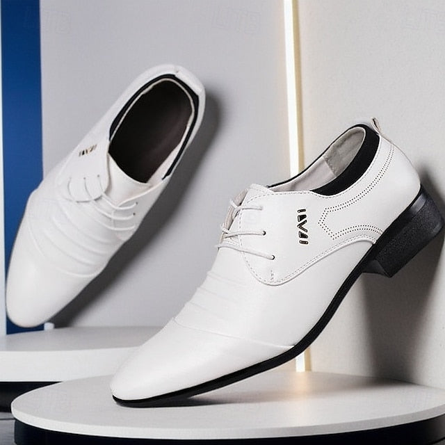 Lace-Up Men's Elegant Formal - White Shoes for