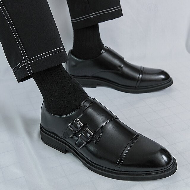 Brown Monk Double Leather – Strap Men's Shoes Faux