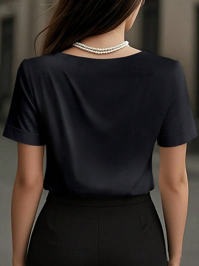 Women's Blouse Solid Color Elegant Stylish Basic Short