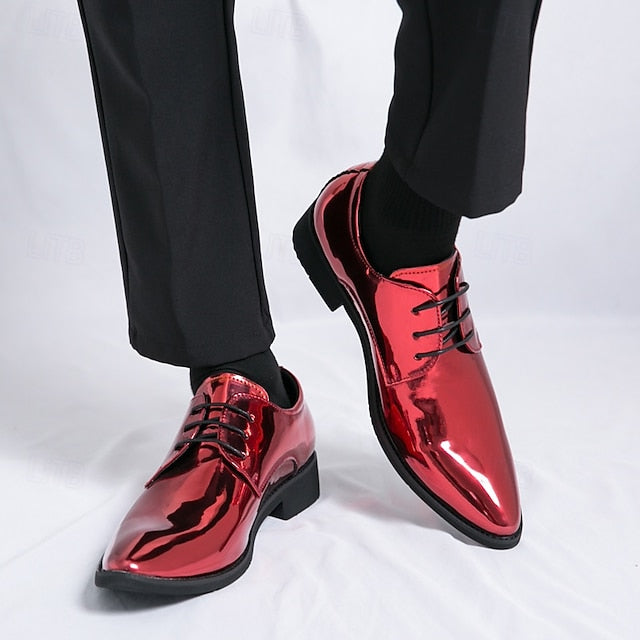 Lace-Up Formal Patent Men Shoes – for Glossy Leather Green