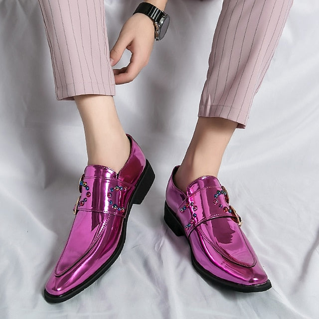 Metallic Shoes Men's Loafers Pink Fashion – Buckle