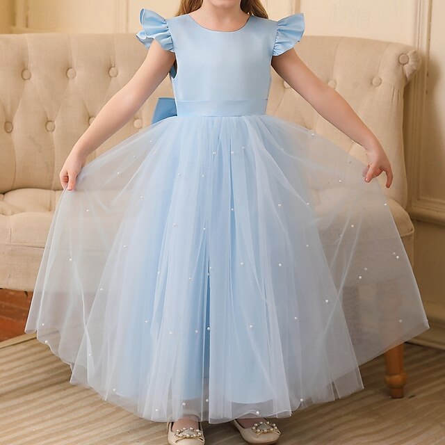 Color Party Solid Girls' Flower Kids Girl Dress