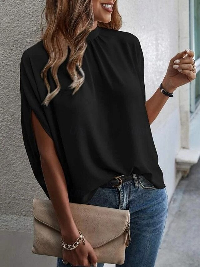 Women's Shirt Blouse Chiffon Tops Plain Stylish Classic