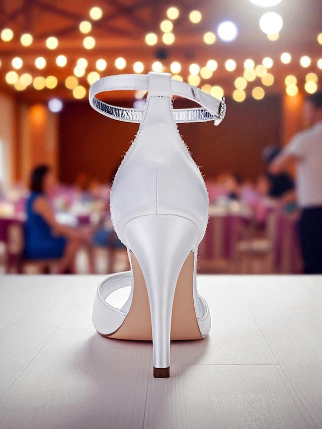 High Rhinestone Satin Purple with Heel Women's Sandals