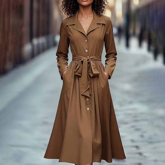 Women's Midi Dress Shirt Dress Elegant Modern Daily Office
