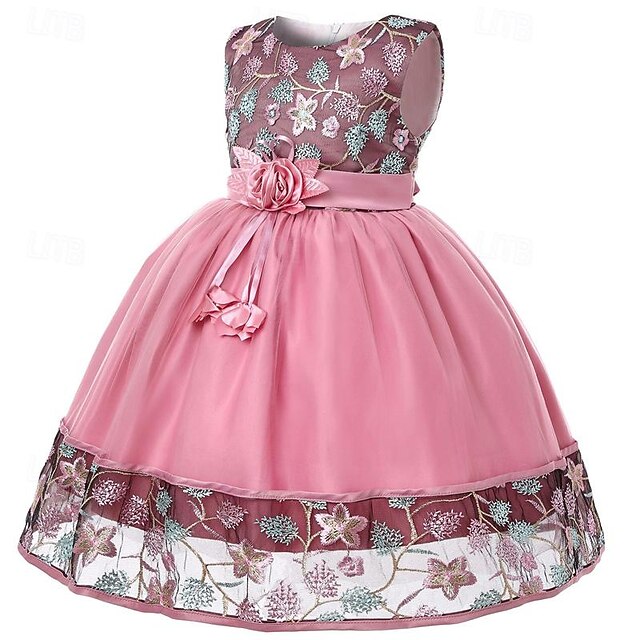 3D Dress Flower Girls' Girl Sleeveless Party