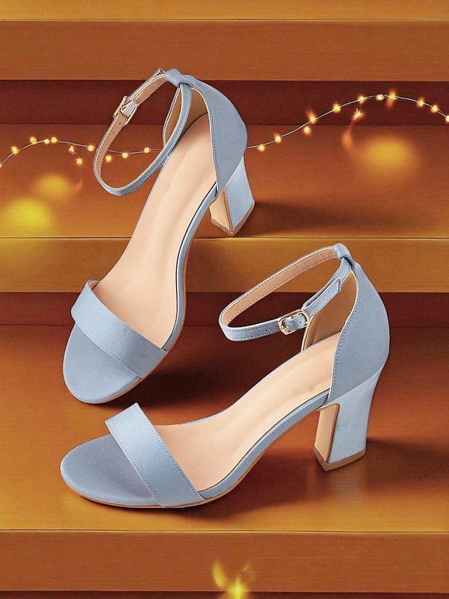 - Toe Strap Heel Sandals Women's High Ankle Open Light Blue