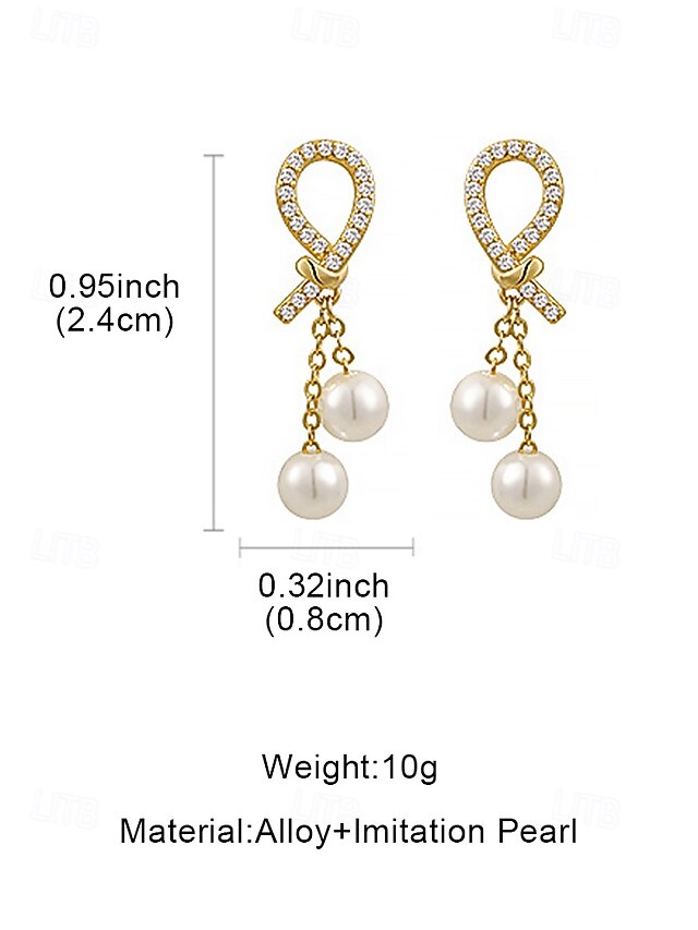pearl Women's rhinestone teardrop imitation earrings with
