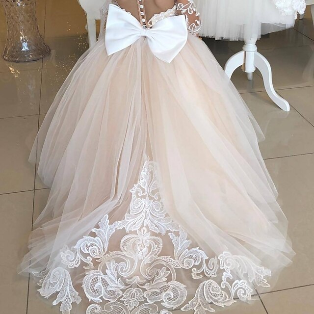 Color Long Girls' Girl Dress Party Flower Kids Solid