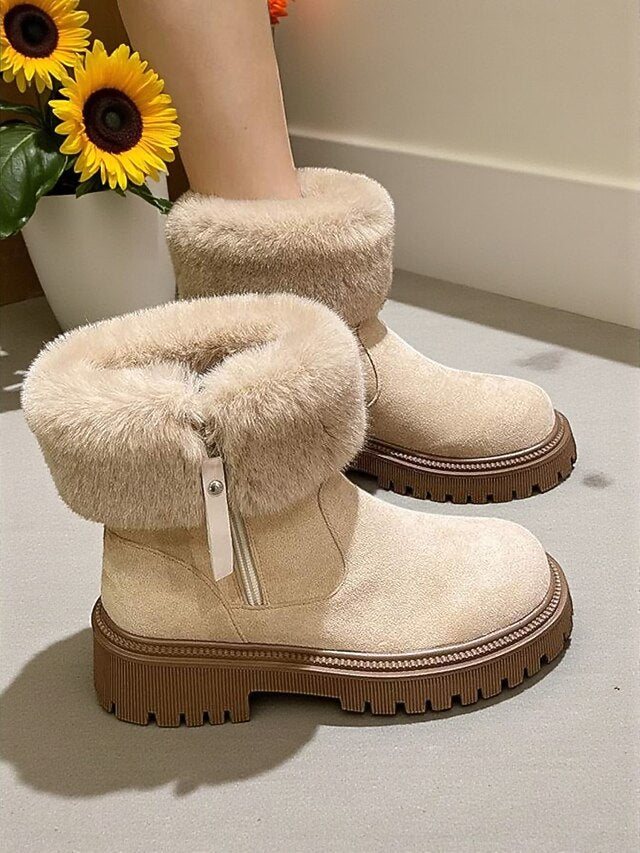 Women's Faux Fur Lined Winter Boots - Stylish and Warm