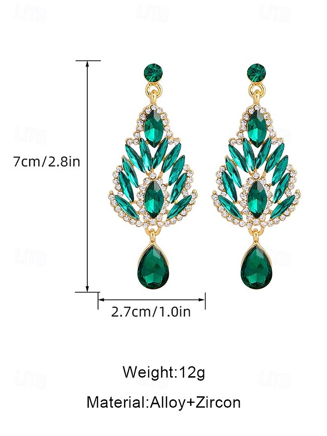 Crystal Drop Earrings Women's Emerald – Green