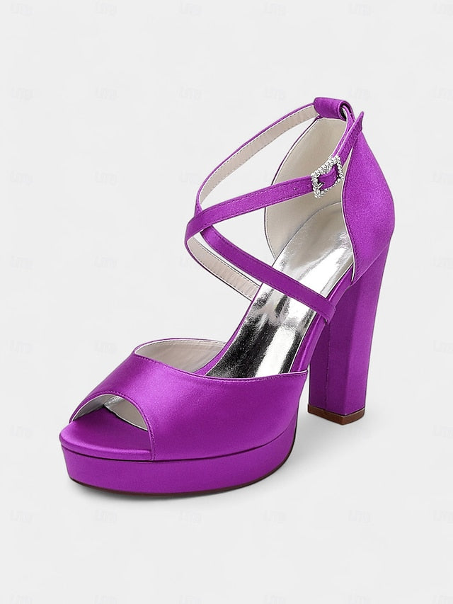 Satin High Heel and with Peep Women's Toe Platform Sandals