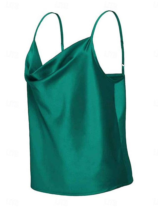 Women's Camisole Tank Top Pocket Buttons Solid Color Casual