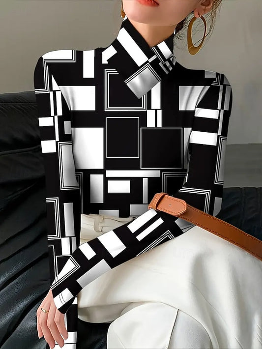 Women's T Shirt Print Tiered Graphic Geometric Elegant