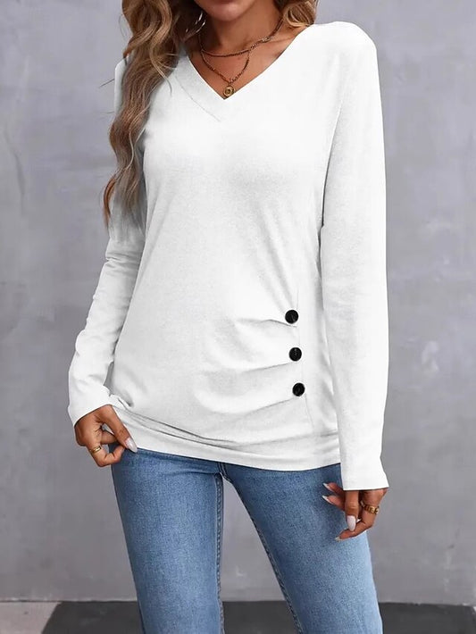 Women's Blouse Buttons Solid Color Stylish Casual Beach