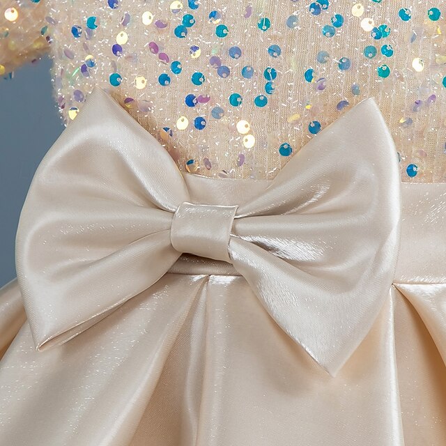 Dress Sequin Short Party Wedding Girls' Sleeve Toddler