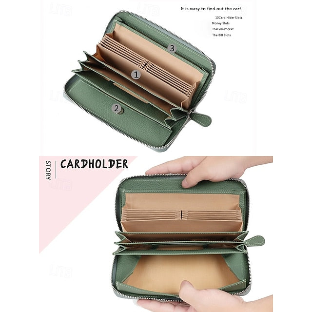 Cowhide Wallet Card Credit Leather Women's Holder