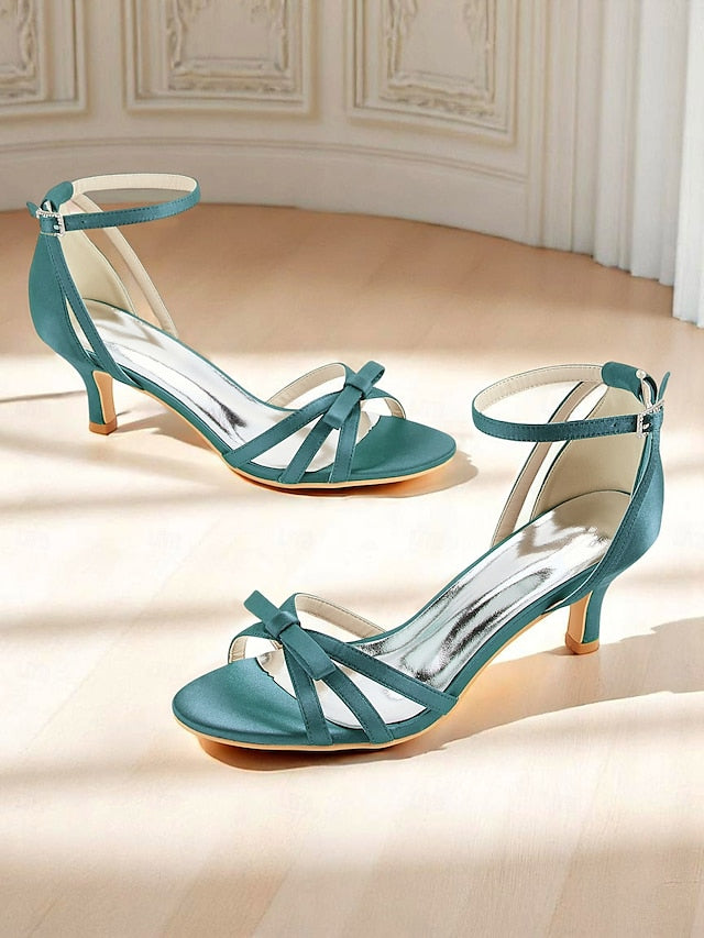 Kitten 1950s Strappy Women's Satin Heel Vintage Green